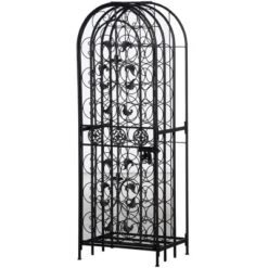 HOMCOM 45-Bottle Modern Wine Organizer Decorative Portable Wrought Iron Wine Rack Jail 9 HOMCOM 45-Bottle Modern Wine Organizer Decorative Portable Wrought Iron Wine Rack Jail -Baxton Studio Store GUEST a090ea23 4782 4f33 b45d 98557cfab359