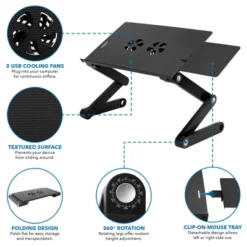 Mount-It! Lightweight Adjustable Laptop Stand With Built-in Cooling Fans And Mouse Pad Tray | Ergonomic & Portable Laptop Stand For Bed, Couch & Table -Baxton Studio Store GUEST a0c9f216 85a7 4823 ba9b f16fdcc41690