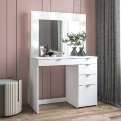 Harper Vanity Table With Lighted Mirror White - Polifurniture -Baxton Studio Store GUEST a0dc428c c331 4f67 8352 02a1b8d94e51