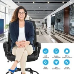 Costway Big & Tall 500lb Massage Office Chair E Xecutive PU Leather Computer Desk Chair -Baxton Studio Store GUEST a1021dcf 2e69 4826 a1ab a8ab532e72cc