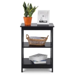 Costway 3-Tier Nightstand End Table Storage Display Shelf Living Room Furniture Black -Baxton Studio Store GUEST a1132e62 6a66 4934 a330 cf151dbdb6d4