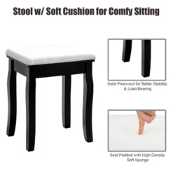 Costway Square Mirror Dressing Table Set Makeup Vanity For Bedroom, Living Room White/Black -Baxton Studio Store GUEST a1d06031 0096 4177 a9ab 5208e87ff1e6