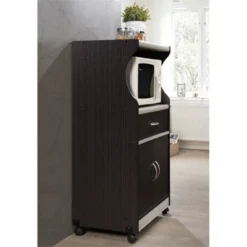 Microwave Kitchen Cart In Chocolate Gray - Hodedah -Baxton Studio Store GUEST a2bcc1c5 1e05 44e8 9e7e 92e719d1a08c