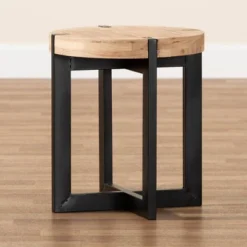 Horace Wood And Metal End Table Brown/Black - Baxton Studio -Baxton Studio Store GUEST a2bdb147 583d 4fc1 86ad 1d5482e81ff5