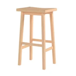 PJ Wood Classic Saddle-Seat 29" Tall Kitchen Counter Stool For Homes, Dining Spaces, And Bars W/ Backless Seat, 4 Square Legs, Natural (2 Pack) -Baxton Studio Store GUEST a300a289 446a 45bc ad61 a1f281d5ea9d
