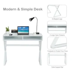 Costway Modern Computer Desk Writing Desk Makeup Vanity Table Storage -Baxton Studio Store GUEST a36663d4 5317 4f91 8d66 34205e884dfc