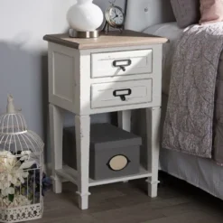 Dauphine 2 Drawer Provincial Style Oak And Distressed Finish Wood Nightstand White - Baxton Studio -Baxton Studio Store GUEST a38f138d ebd7 4459 aa51 ad4479de1cff