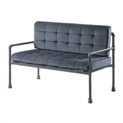 51" Brantley Sandy Gray Finish Loveseat Gray Velvet - Acme Furniture