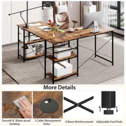 Costway 95'' Convertible L-shaped Corner Computer Desk 2-Person Long Desk Shelves Rustic/Black/Grey/Natural 20 Costway 95'' Convertible L-shaped Corner Computer Desk 2-Person Long Desk Shelves Rustic/Black/Grey/Natural -Baxton Studio Store GUEST a4143e08 f5e9 4225 ade3 a944d8e6408a
