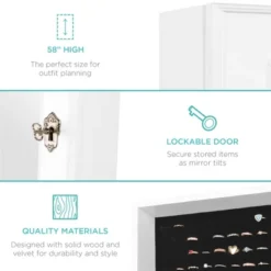 Best Choice Products 6-Tier Standing Mirror Lockable Storage Organizer Cabinet Armoire W/ Velvet Interior -Baxton Studio Store GUEST a56a10e8 1d24 4e4c 8c56 5cfb1232f4e4