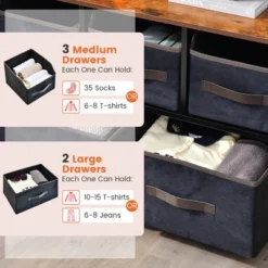 Costway 5-Drawer Storage Dresser Organizer Unit With Fabric Bin For Living Room Bedroom -Baxton Studio Store GUEST a5844610 7a01 4532 8897 8c2be7c477d5