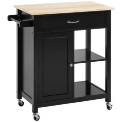 HOMCOM Rolling Kitchen Cart With Wood Top, Kitchen Island With Storage Drawer On Wheels For Dining Room -Baxton Studio Store GUEST a5f934c0 06ef 4faa 81a2 77946daf82a5