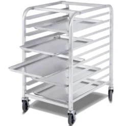 Costway 10 Sheet Aluminum Bakery Rack Silver Commercial Cookie Bun Pan Kitchen W/Wheel -Baxton Studio Store GUEST a72eb27b ce3f 448f b1cc dbe659966311