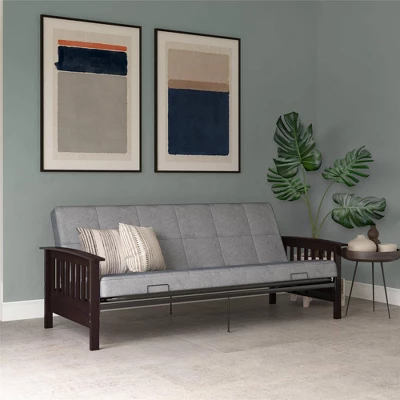 Full Brixen Wood Arm Metal Futon Frame With 6" Mattress - Room & Joy 5 Full Brixen Wood Arm Metal Futon Frame With 6" Mattress - Room & Joy - Image 5