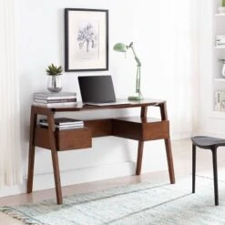 Crownfield Mid-Century Modern Writing Desk With Storage - Aiden Lane -Baxton Studio Store GUEST a7701da1 b45c 483f 9cb5 a274f2e27c88