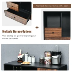 Costway Lateral Mobile Filing Cabinet Large Printer Stand W/2 Drawers Open Shelves Black -Baxton Studio Store GUEST a7c5c96e a250 40b8 8f56 ae95de39ed31