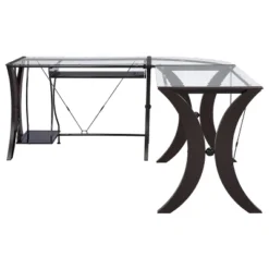 Monterey Glass Top L-Shape Computer Desk Cappuccino - Coaster -Baxton Studio Store GUEST a7ce2a23 06fb 41f1 b8e9 f3beebd6f902