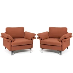 Costway Set Of 2 Upholstered Single Sofa Fabric Accent Armchair Metal Legs 19 Costway Set Of 2 Upholstered Single Sofa Fabric Accent Armchair Metal Legs -Baxton Studio Store GUEST a82bb511 2ccb 4138 9122 9567fc8dc080