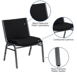 Emma And Oliver Big & Tall 1000 Lb. Rated Black Fabric Stack Chair -Baxton Studio Store GUEST a8651d47 982f 4ba3 b4eb 1d4318a81e7d