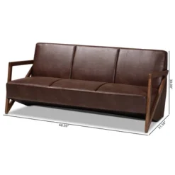 Christa Faux Leather Effect Fabric Upholstered Wood Sofa Dark Brown/Walnut Brown - Baxton Studio -Baxton Studio Store GUEST a88c2cfa 7fa5 4457 a20e d149d0d9457d