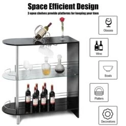 Costway Wine Rack Unit W/Tempered Glass Shelf & Glass Holders Glossy Black 12 Costway Wine Rack Unit W/Tempered Glass Shelf & Glass Holders Glossy Black -Baxton Studio Store GUEST a96c1baf 3498 4957 adcd 67adef0bae57