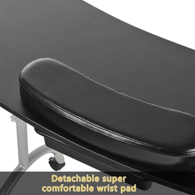 LEIBOU Professional 36 Inch Foldable Manicure Nail Technician Table With Removable Wrist Rest Cushion, Drawer, And Carrying Bag, Black 4 LEIBOU Professional 36 Inch Foldable Manicure Nail Technician Table With Removable Wrist Rest Cushion, Drawer, And Carrying Bag, Black - Image 4