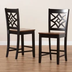 2pc Nicolette Two-Toned Wood Counter Height Barstools Brown/Walnut - Baxton Studio -Baxton Studio Store GUEST aa1da33e bde1 45a9 b194 c0c385dc6868