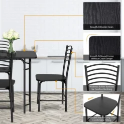 Costway 5 Piece Dining Set Home Kitchen Table 29.5'' And 4 Chairs With Metal Legs Modern Black 13 Costway 5 Piece Dining Set Home Kitchen Table 29.5'' And 4 Chairs With Metal Legs Modern Black -Baxton Studio Store GUEST aa308881 831a 4964 aa73 a8a09ffec5ee