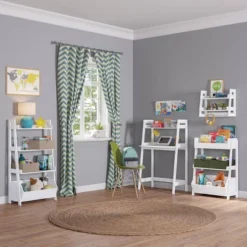 Kids' 3 Tier Ladder Shelf With Bookrack And Toy Organizer White - RiverRidge Home -Baxton Studio Store GUEST aaf18ab8 c5b0 4ddb a532 e8797e68abf3