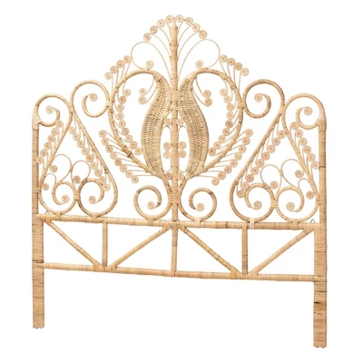 Queen Size Caelinus Rattan Standalone Headboard Natural Brown - Baxton Studio 2 Queen Size Caelinus Rattan Standalone Headboard Natural Brown - Baxton Studio - Image 2