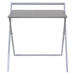 Basics No Assembly Folding Desk With Dual Usb Charger Whitewashed Oak/White - OneSpace