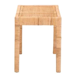 Abelia Natural Rattan And Mahogany Wood Short Accent Bench Natural Brown - Baxton Studio -Baxton Studio Store GUEST ab39e258 51bf 4e58 894d c139754ee235