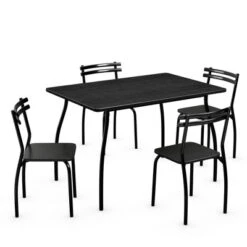 Costway 5 Piece Dining Set Table 30.0" And 4 Chairs Home Kitchen Room Breakfast Furniture Black -Baxton Studio Store GUEST ab5b930b e32c 41de a33e c9f417fa28bb