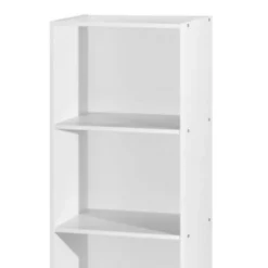 Hodedah Import 12 X 16 X 47 Inch 4 Shelf Bookcase And Office Organizer Solution For Living Room, Bedroom, Office, Or Nursery, White Finish