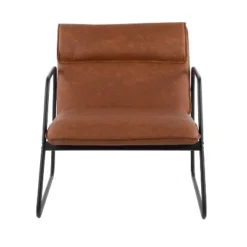 Casper Armchair Leather/Steel Black/Camel Brown - LumiSource -Baxton Studio Store GUEST acdd6b2a 5fa1 4822 81b0 a803f2d32d82