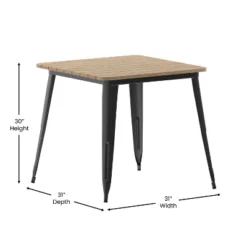 Flash Furniture Declan Commercial Grade Indoor/Outdoor Dining Table, 31.5" Square All Weather Poly Resin Top With Steel Base -Baxton Studio Store GUEST ad4a6292 6d20 467e acaa d6df589e1b40