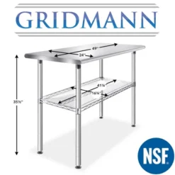 GRIDMANN 49 X 24" Stainless Steel Table With Wire Undershelf, NSF Commercial Kitchen Work & Prep Table For Restaurant And Home -Baxton Studio Store GUEST ae35d268 2cf1 4449 9e62 192338c71838