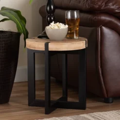 Horace Wood And Metal End Table Brown/Black - Baxton Studio -Baxton Studio Store GUEST ae5188ab 8983 4c0f b97e 33ec24cf69a1