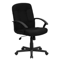 Emma And Oliver Mid-Back Fabric Executive Swivel Office Chair With Nylon Arms -Baxton Studio Store GUEST af07a12f 1502 41d5 9e3c ec8137589d89