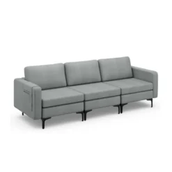 Costway Modern Modular 3-Seat Sofa Couch W/ Side Storage Pocket & Metal Leg GreenGrey -Baxton Studio Store GUEST af34cd90 c417 4367 9ea3 962329a5f09d