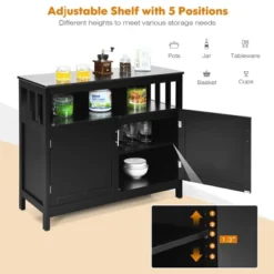 Costway Kitchen Buffet Server Sideboard Storage Cabinet W/2 Doors & Shelf WhiteBlack -Baxton Studio Store GUEST b0cd260d cebc 4607 8736 bc256e78e402