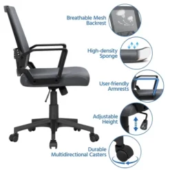 Yaheetech Adjustable Mid-Back Office Chair Computer Chair With Wheels -Baxton Studio Store GUEST b1f69a16 4ad7 4fc8 a9f2 f0edb626ae92