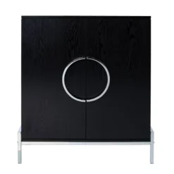 Henstinger Double Door Bar Cabinet Black/Chrome - Aiden Lane -Baxton Studio Store GUEST b25786f6 34aa 4fb8 8ee2 e40297800ff1