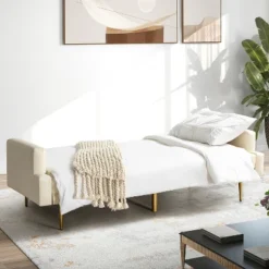 Lanna 76"Wide Vegan Leather Modern Style Convertible Futon Sofa Bed For Living Room Guest Bedroom | ARTFUL LIVING DESIGN