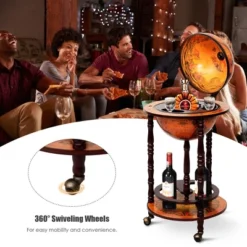 Costway 17.5'' Wood Globe Wine Bar Stand 16th Century Italian Rack Liquor Bottle Shelf -Baxton Studio Store GUEST b2f31ea8 85f9 49f4 9e77 80a90476fb14