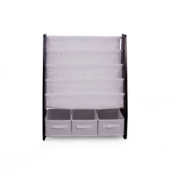 Kids' Bookshelf 4 Tier Book Storage And Fabric Bin Organizer - Humble Crew -Baxton Studio Store GUEST b36382c3 1bf9 4a8f 8186 ac716c883731