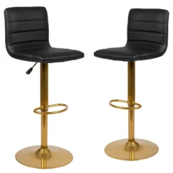 Merrick Lane Set Of 2 Contemporary Height Adjustable Swivel Stools With Back And Pedestal Base With Footrest 26 Merrick Lane Set Of 2 Contemporary Height Adjustable Swivel Stools With Back And Pedestal Base With Footrest -Baxton Studio Store GUEST b46ce1fb 2f73 4d13 9e76 5061c6f8ff02