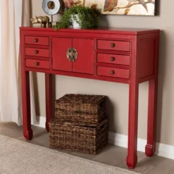 Melodie 6 Drawer Console Table Red - Baxton Studio 14 Melodie 6 Drawer Console Table Red - Baxton Studio -Baxton Studio Store GUEST b6360240 1367 4d31 8080 792702315436