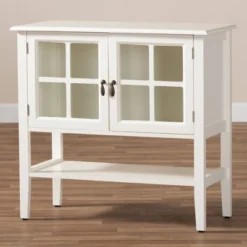 Chauncey Wood And Glass 2 Door Kitchen Cabinet White - Baxton Studio -Baxton Studio Store GUEST b65cefb7 9ecb 4111 a504 4f120ba06ebb