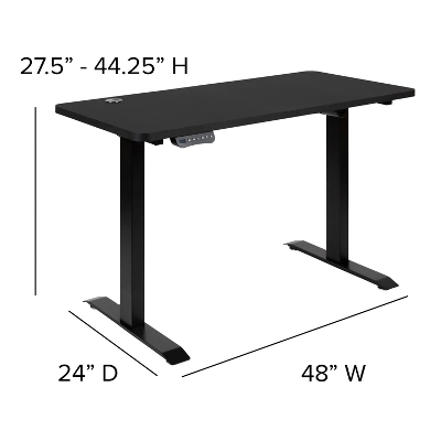 Emma And Oliver 48" Wide Black Electric Adjustable Standing Desk & Black Swivel Office Chair 8 Emma And Oliver 48" Wide Black Electric Adjustable Standing Desk & Black Swivel Office Chair - Image 8